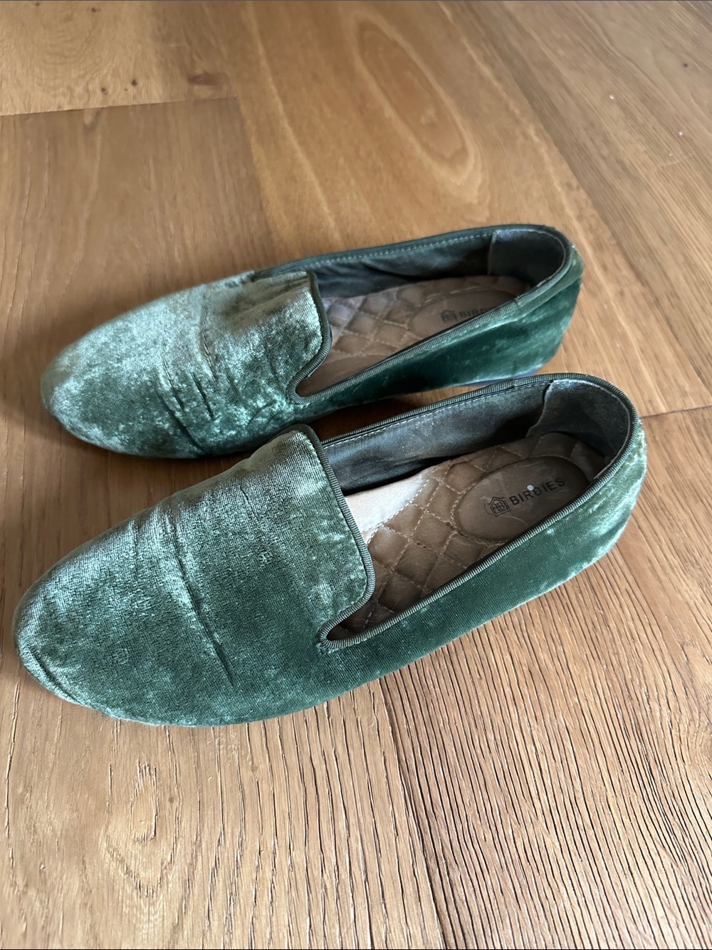 Birdies Starling Green Velvet Loafers